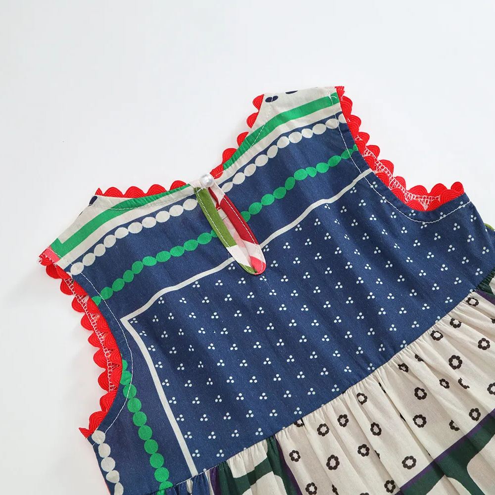 Toddler Girl Contrast Polka Dot Dress