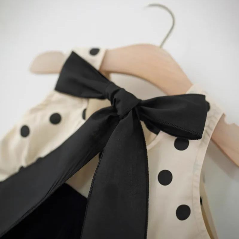Baby Black Dots Sleeveless Set with Hat