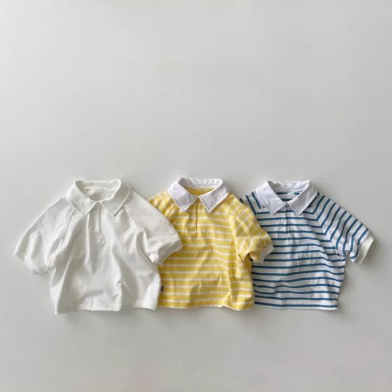 Baby Toddler White Lapel Striped T-Shirt