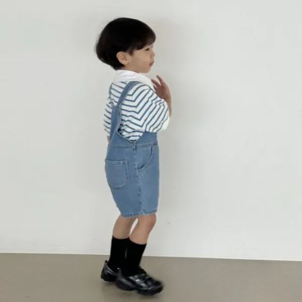 Baby Toddler White Lapel Striped T-Shirt