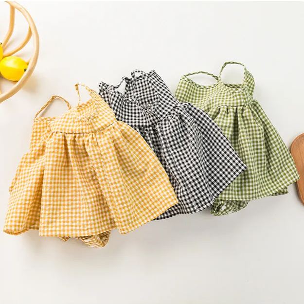 Baby Plaid Skirted Suspender Bodysuit