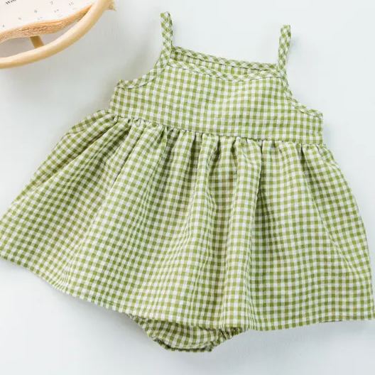 Baby Plaid Skirted Suspender Bodysuit