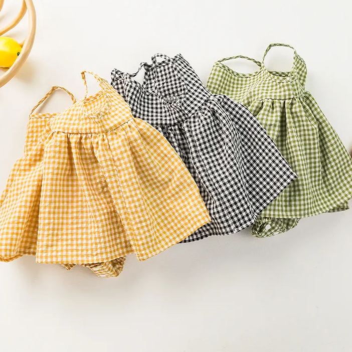 Baby Plaid Skirted Suspender Bodysuit