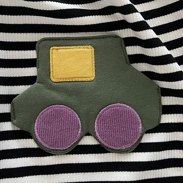 Baby Car Patch Striped Suspender Romper