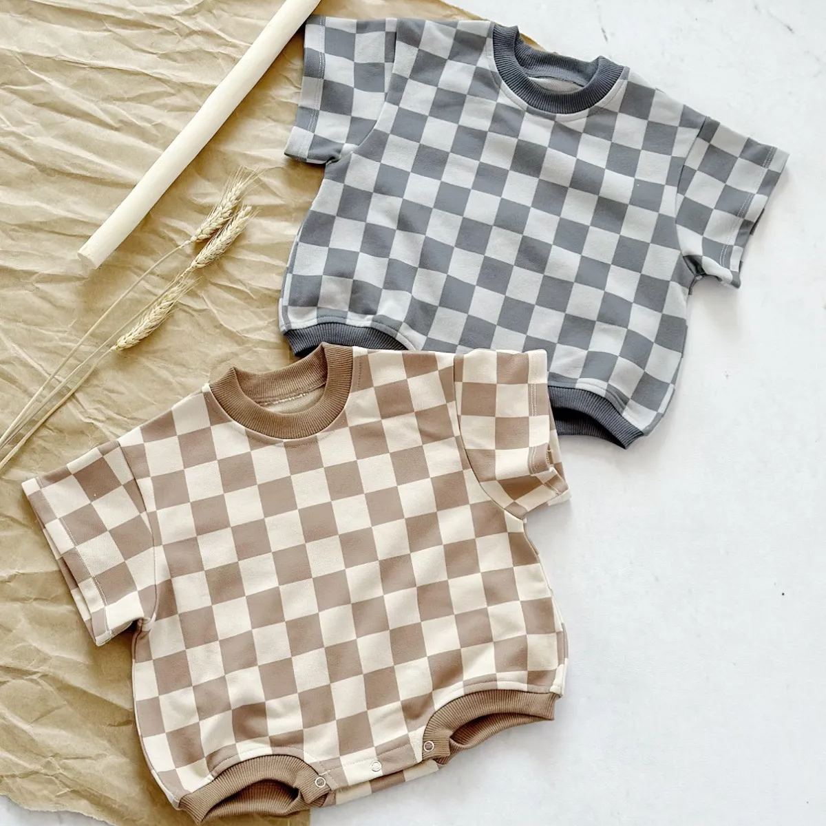 Baby Checkerboard Cotton Bodysuit