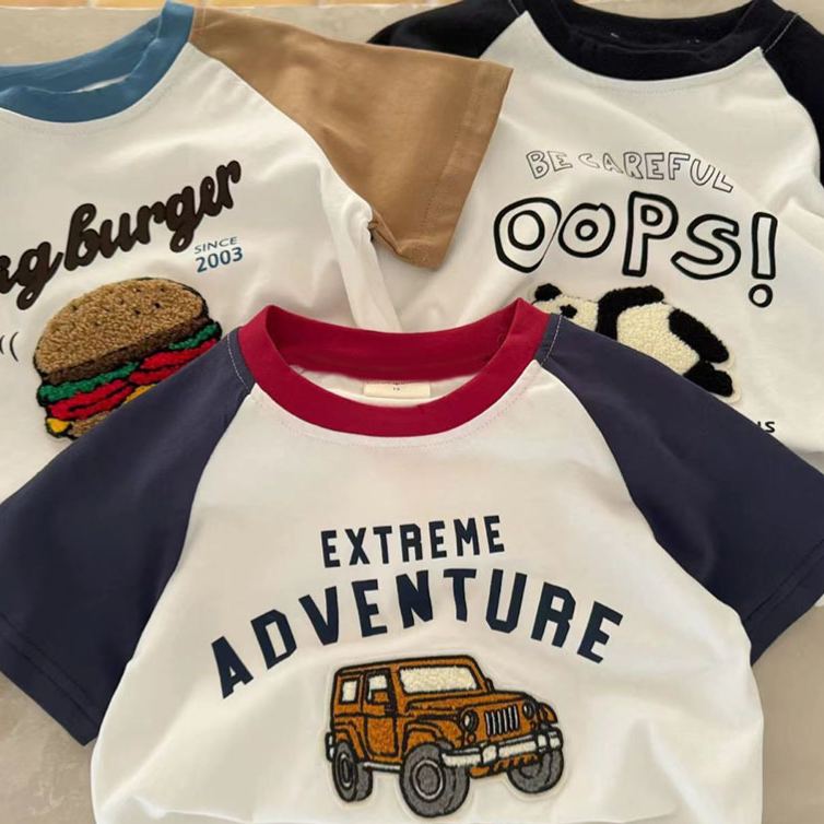 TRICERATOPS Boy Embroidery Short Sleeves T-shirt