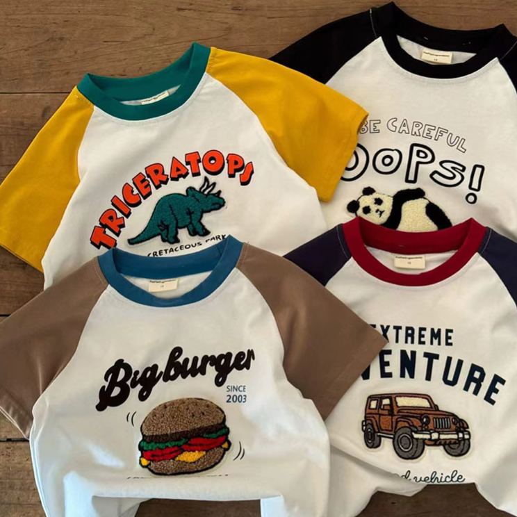 TRICERATOPS Boy Embroidery Short Sleeves T-shirt