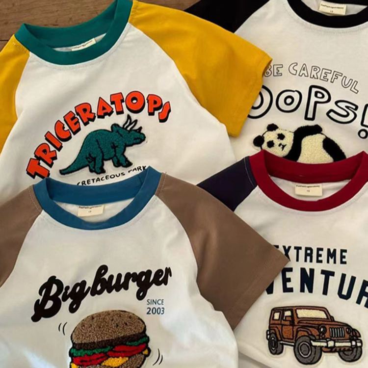 TRICERATOPS Boy Embroidery Short Sleeves T-shirt