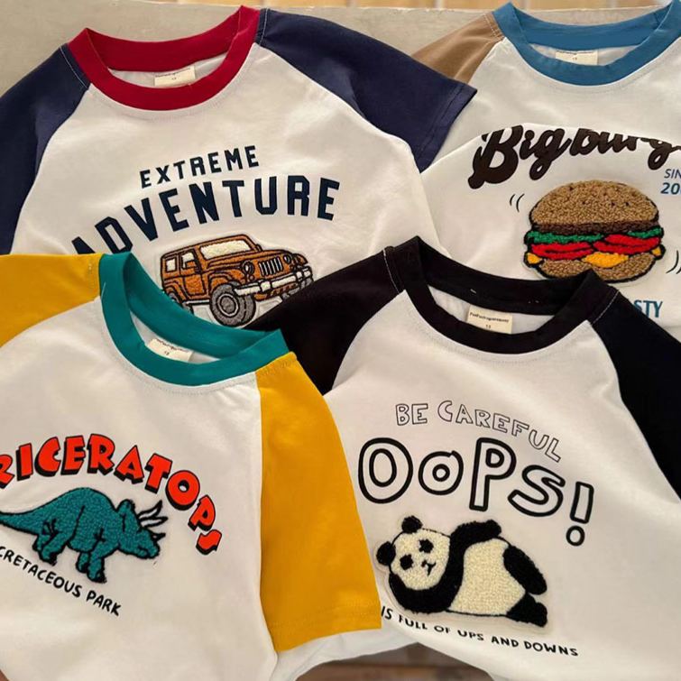 TRICERATOPS Boy Embroidery Short Sleeves T-shirt