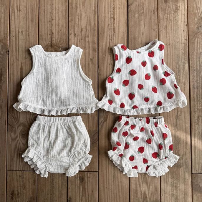 Baby Toddler 2-Piece Strawberry Sleeveless Set