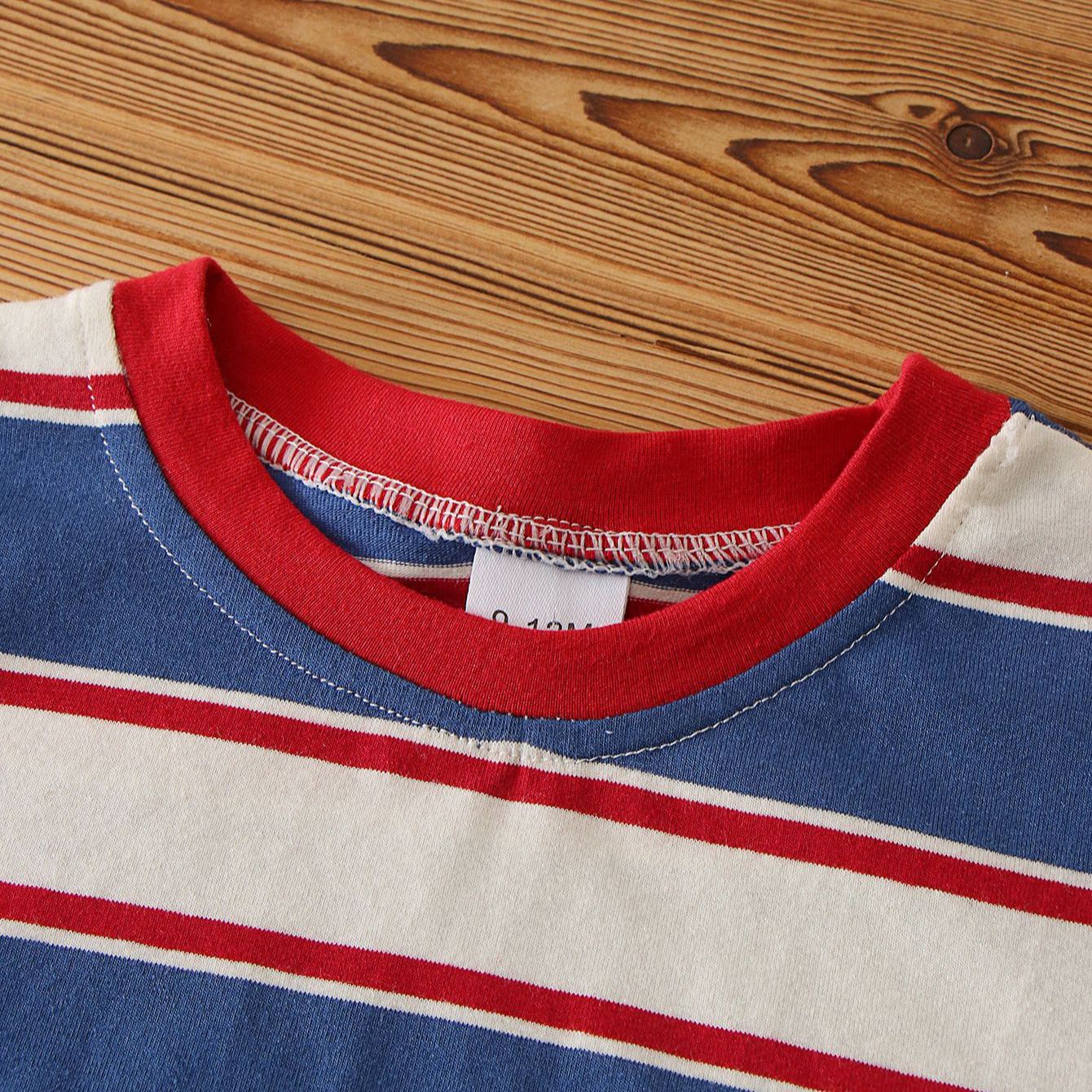 Toddler Boy Red and Blue Stripe T-shirt T-shirt