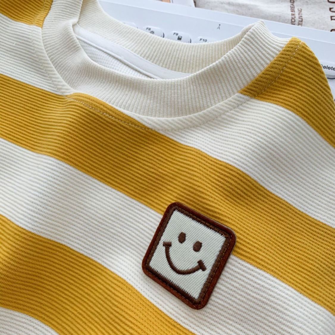[Copy]Toddler Boy Yellow Striped Smiley Face Sweatshirt