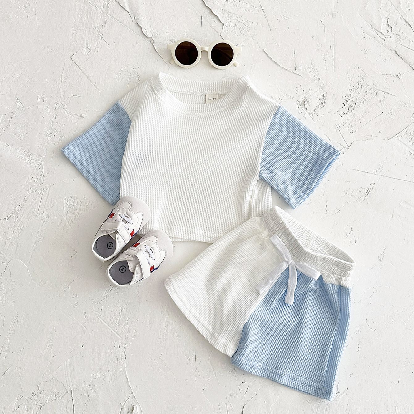 Baby Toddler 2-Piece Contrast Waffle Set