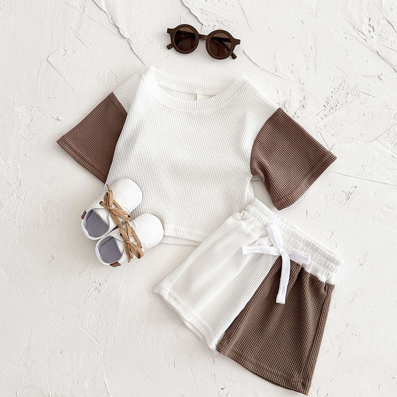 Baby Toddler 2-Piece Contrast Waffle Set