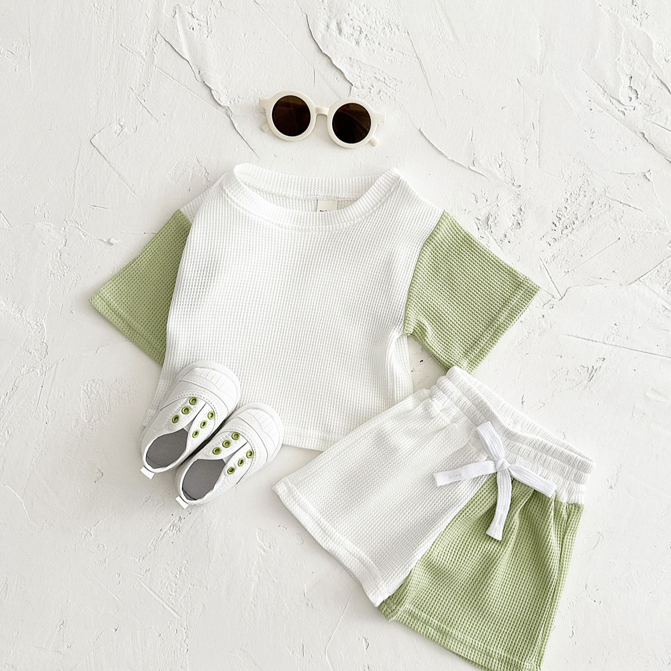 Baby Toddler 2-Piece Contrast Waffle Set