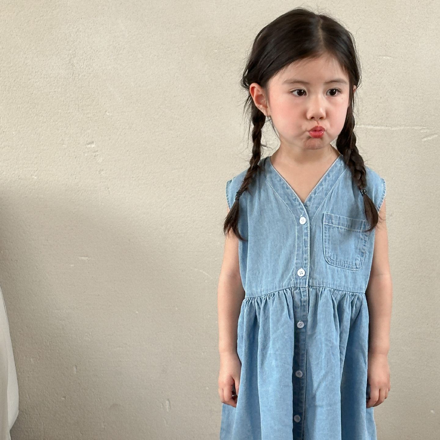Toddler Denim Blue Casual Sleeveless Dress