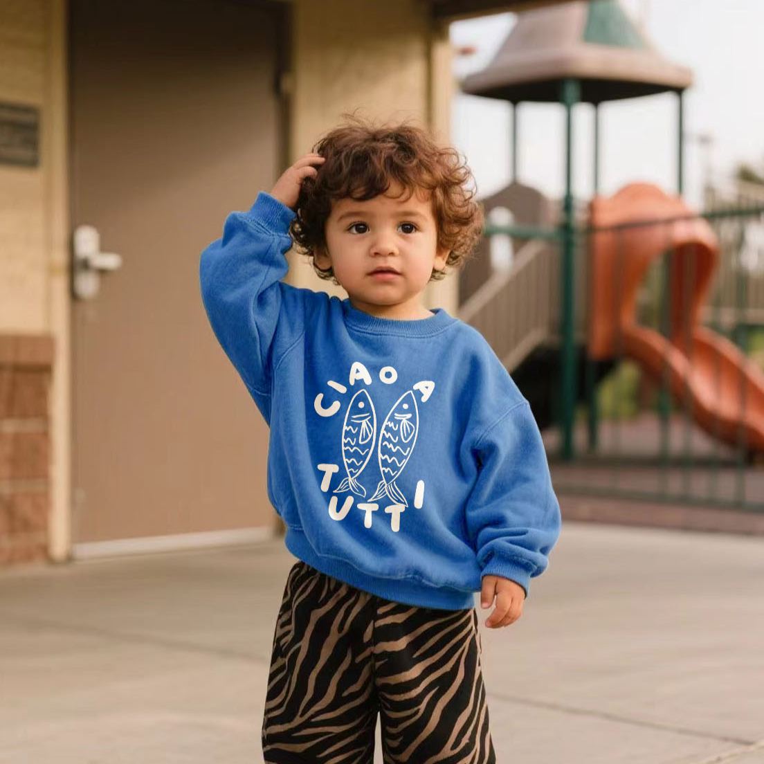 CIAO TUTTI Baby Toddler Sardine Blue Sweatshirt