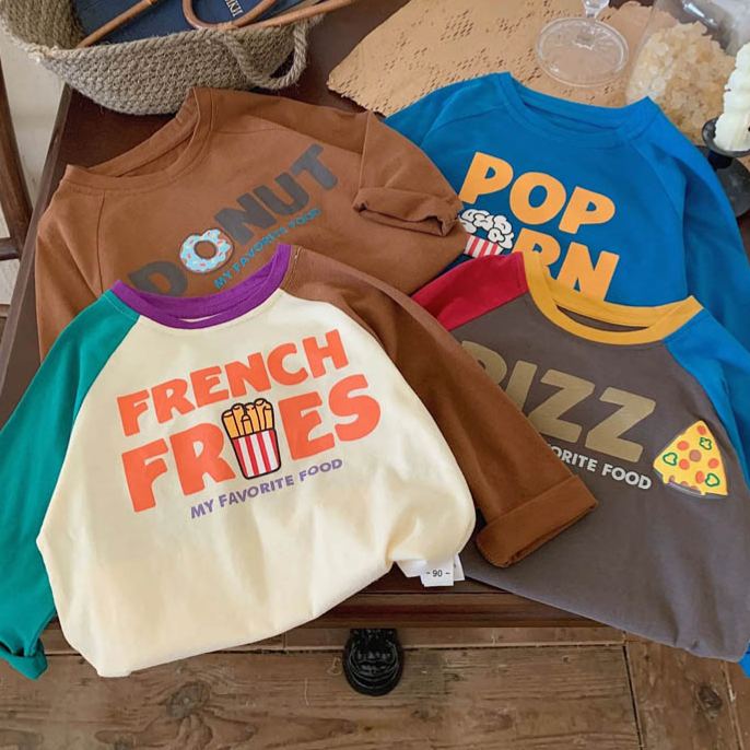 Boy Cartoon Long-sleeved Base Layer Casual Contrast T-Shirt