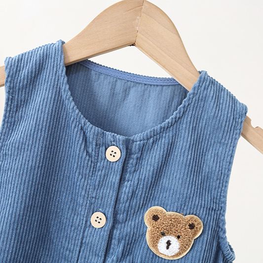 Baby Toddler Bear and Smile Fleecing Overalls