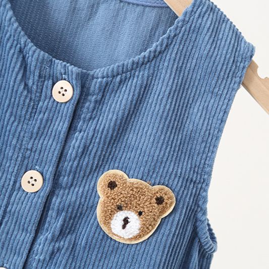 Baby Toddler Bear and Smile Fleecing Overalls