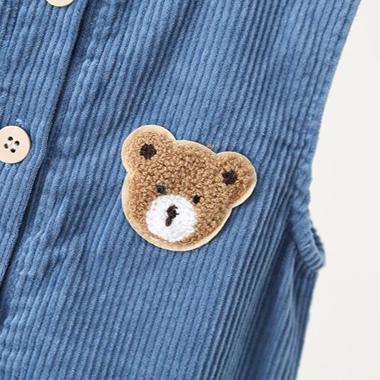Baby Toddler Bear and Smile Fleecing Overalls