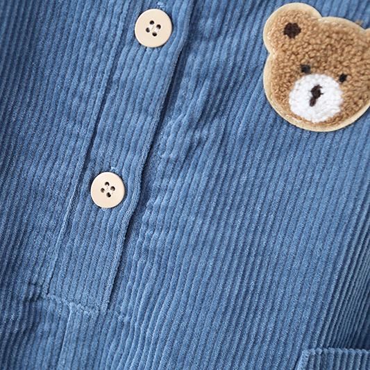 Baby Toddler Bear and Smile Fleecing Overalls