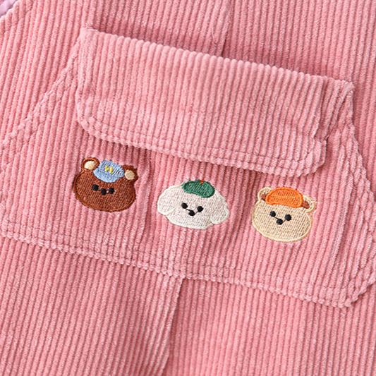 Baby Toddler Three Bear Embroidered Overalls