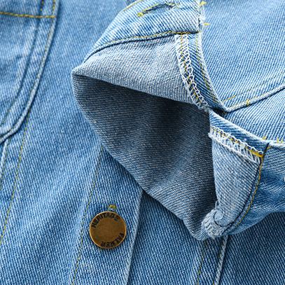 Kid Boy Embroidered Lion Blue Denim Jacket
