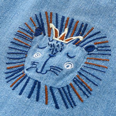 Kid Boy Embroidered Lion Blue Denim Jacket