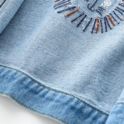 Kid Boy Embroidered Lion Blue Denim Jacket
