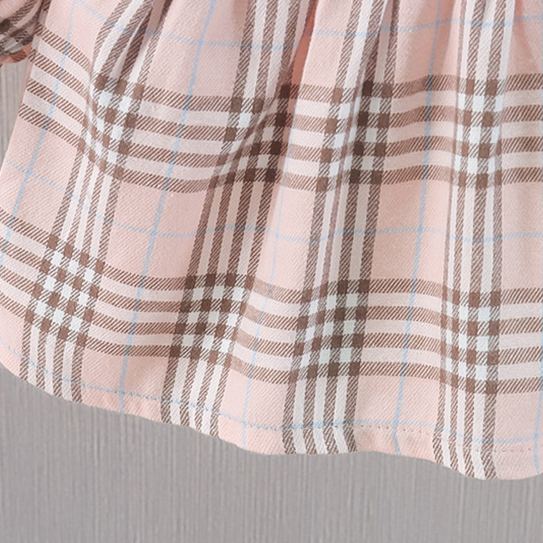 Baby Toddler Plaid Dress with Rabbit Pendant