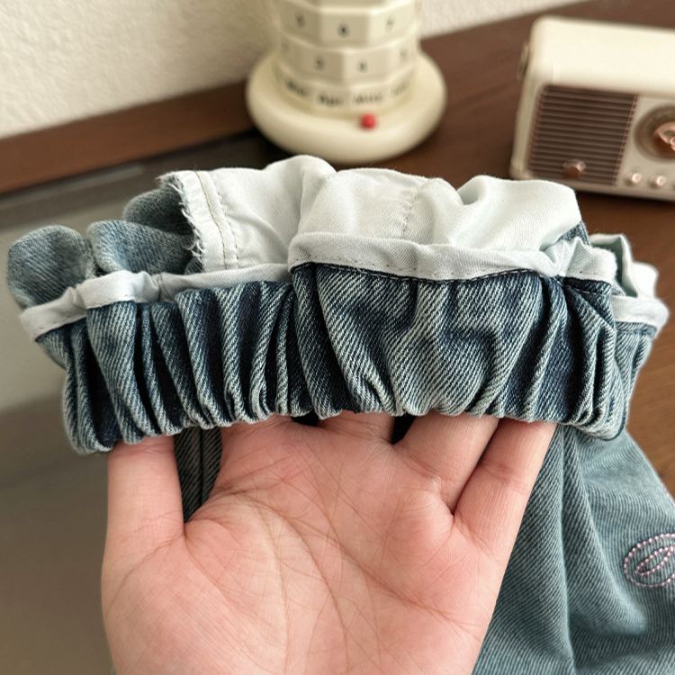 Toddler Girl Bear Heart Pattern Denim Pants