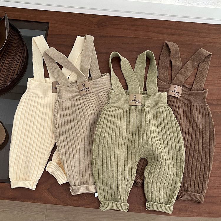 Baby Soild Color Knitted Sweater Overalls