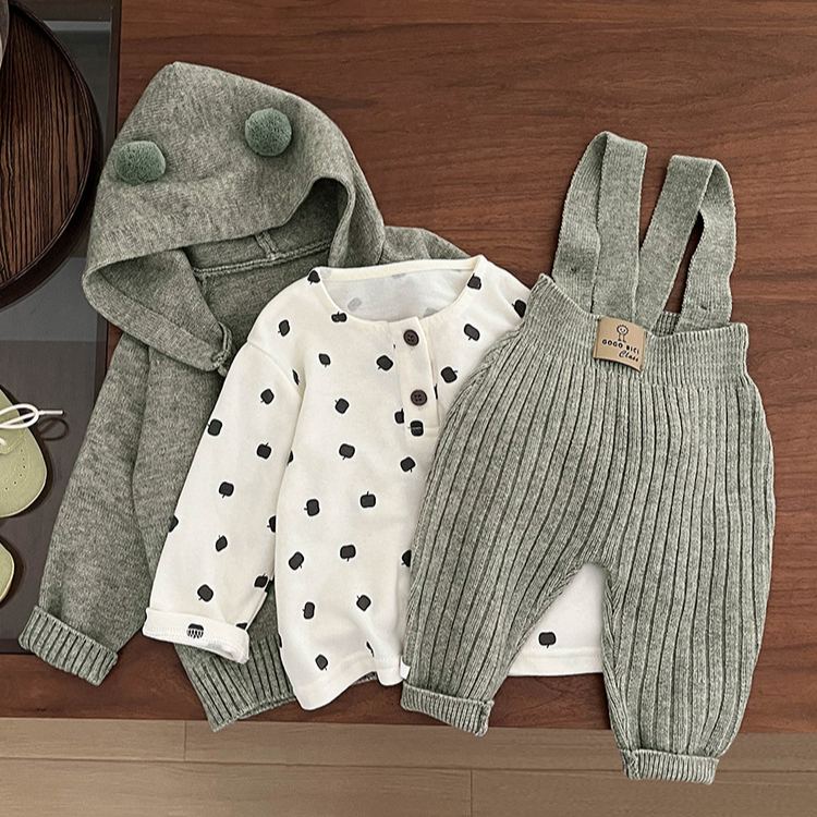 Baby Soild Color Knitted Sweater Overalls