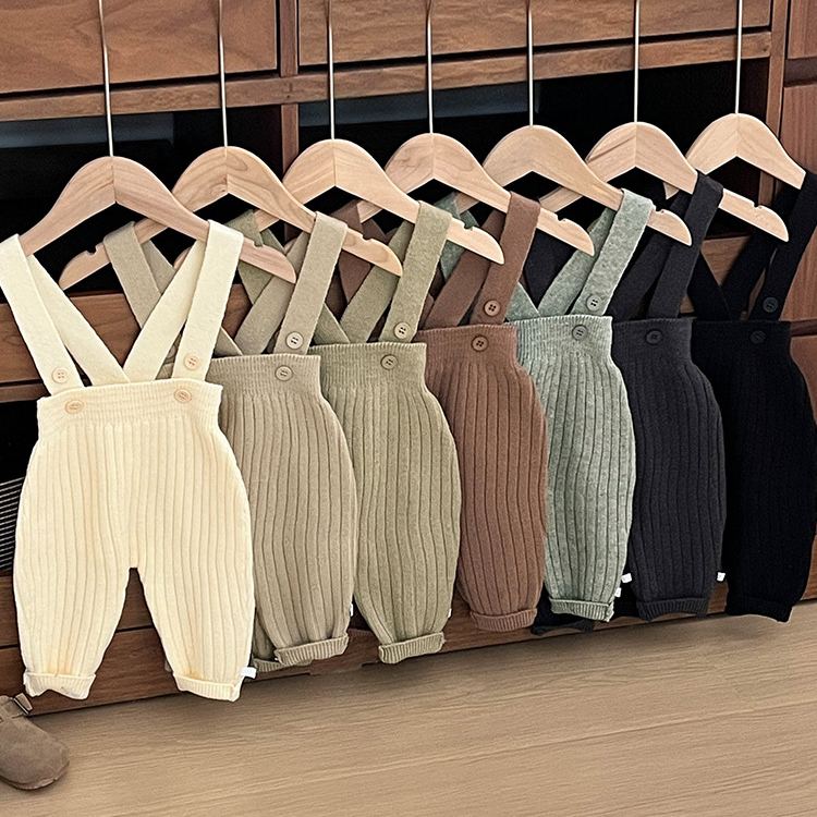 Baby Soild Color Knitted Sweater Overalls