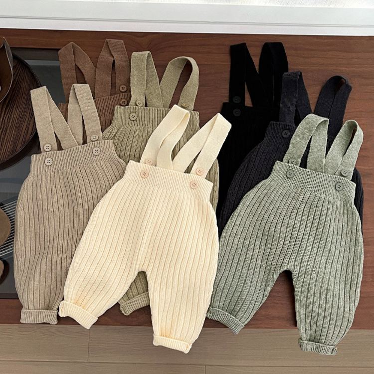 Baby Soild Color Knitted Sweater Overalls