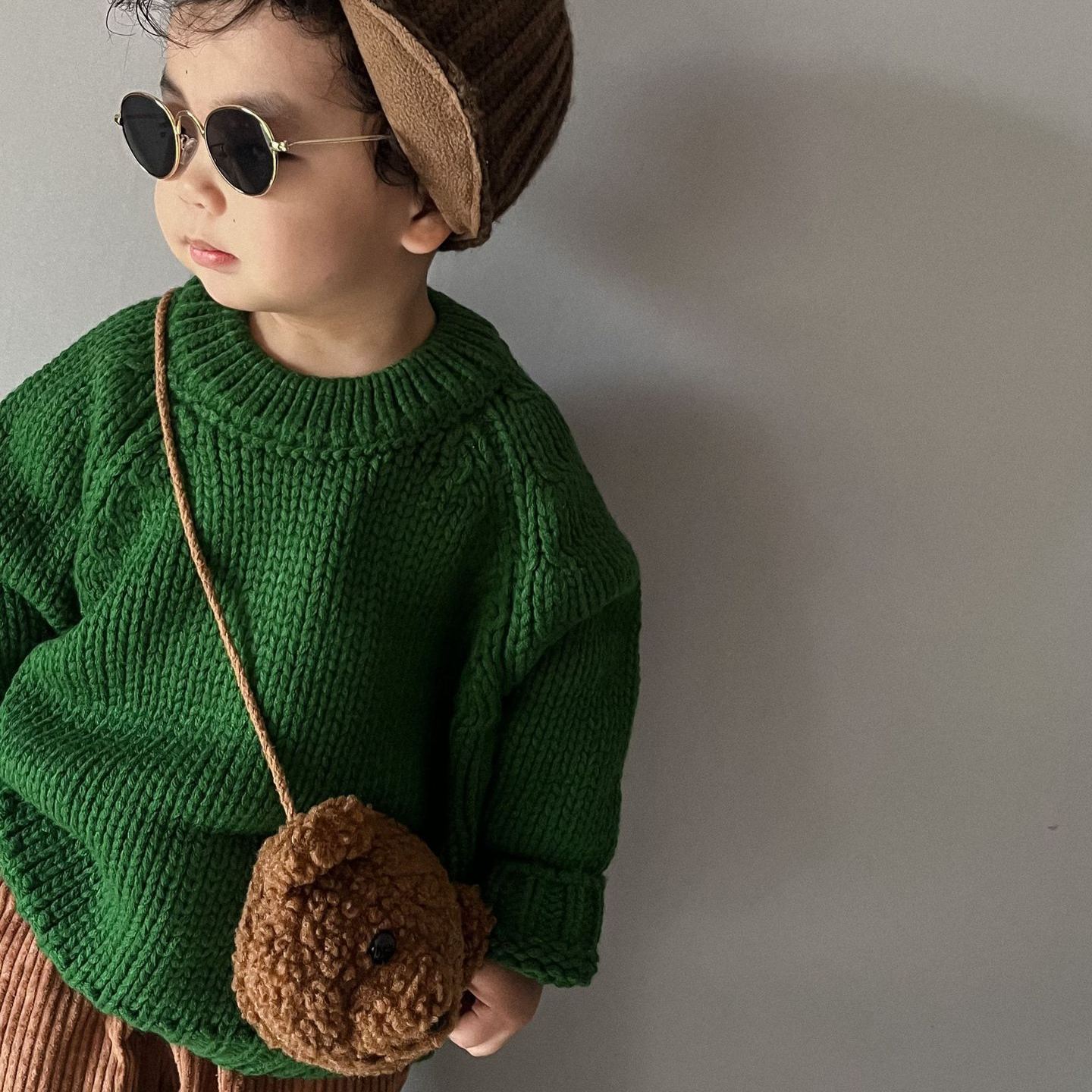 Kid Solid Color Crew Neck Sweater