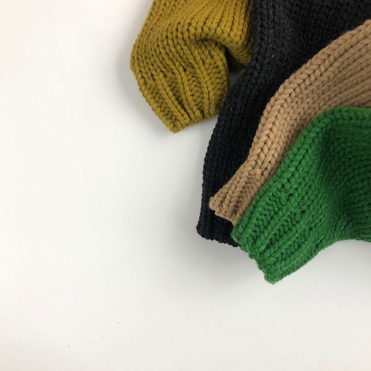 Kid Solid Color Crew Neck Sweater