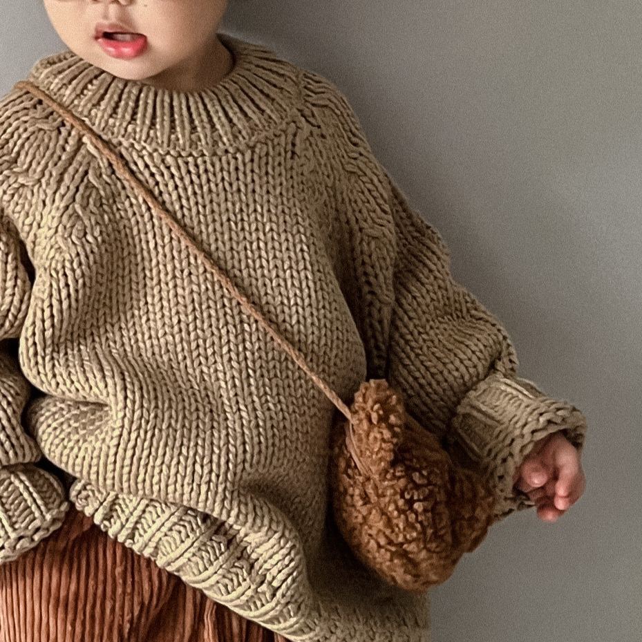 Kid Solid Color Crew Neck Sweater