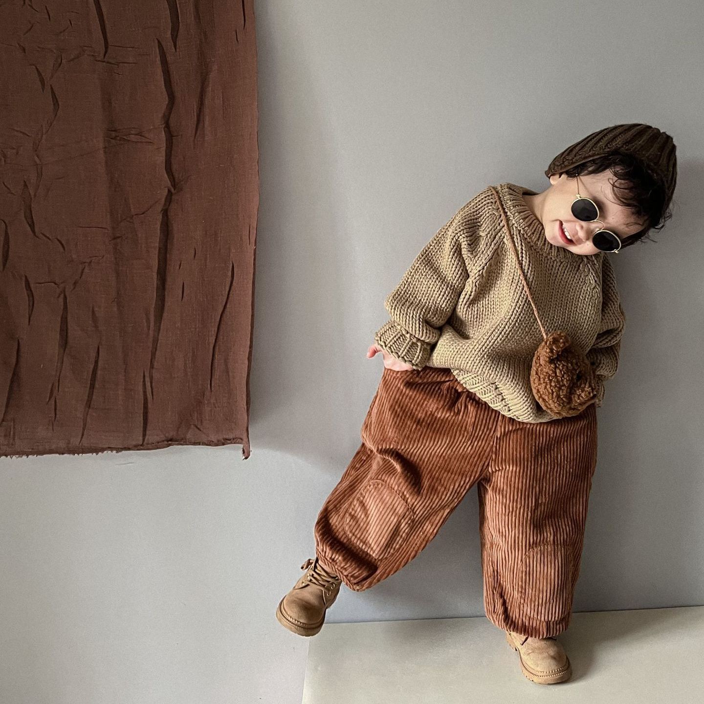 Kid Solid Color Crew Neck Sweater