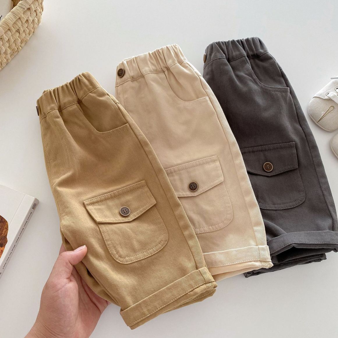 Baby Solid Color Worker Essential Pants