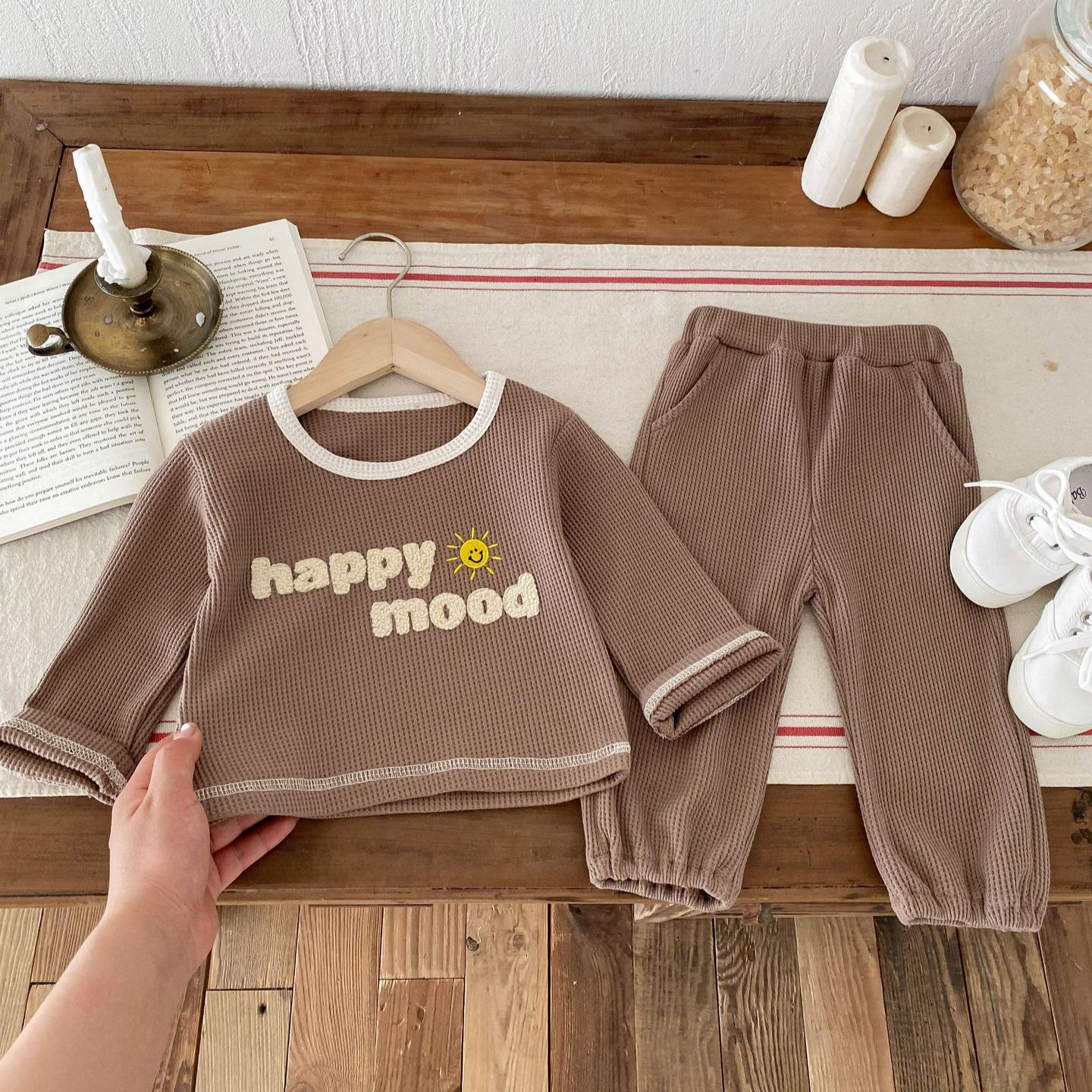 HAPPY MOOD Baby 2-Piece Embroidery Waffle Set