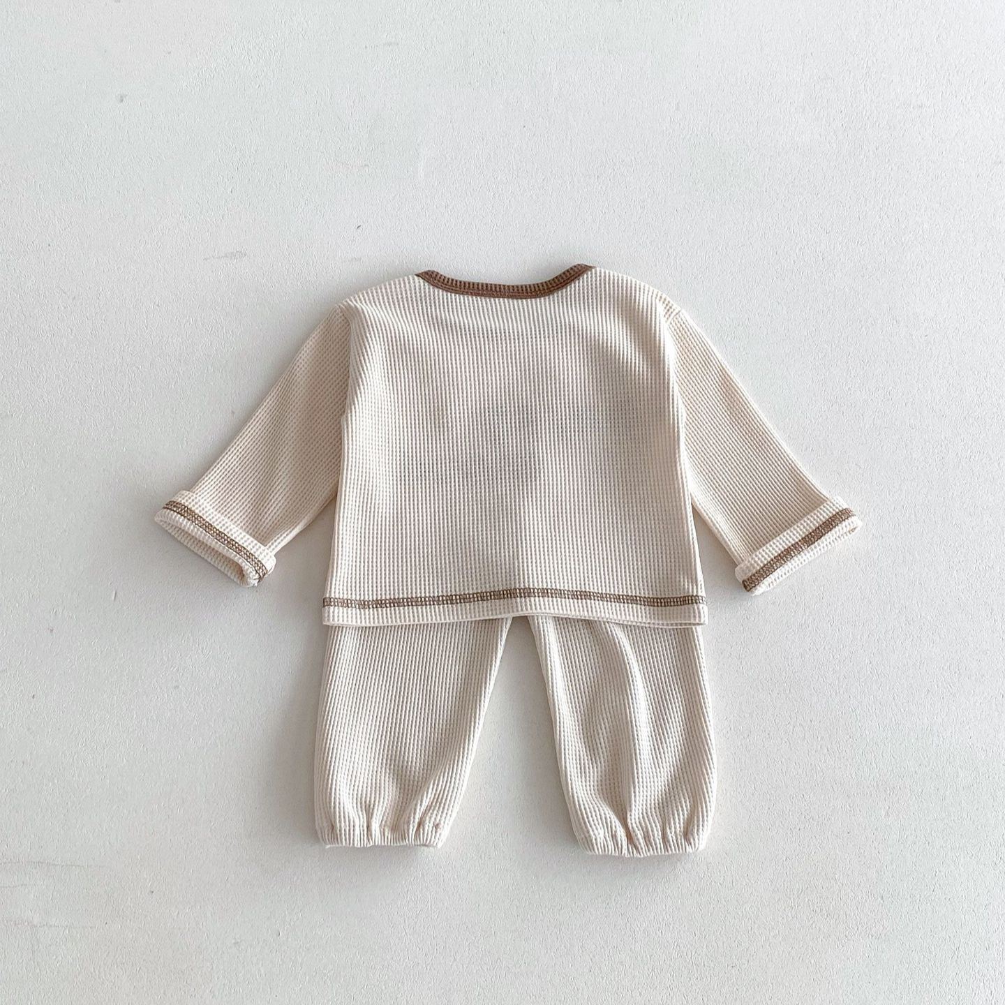 HAPPY MOOD Baby 2-Piece Embroidery Waffle Set