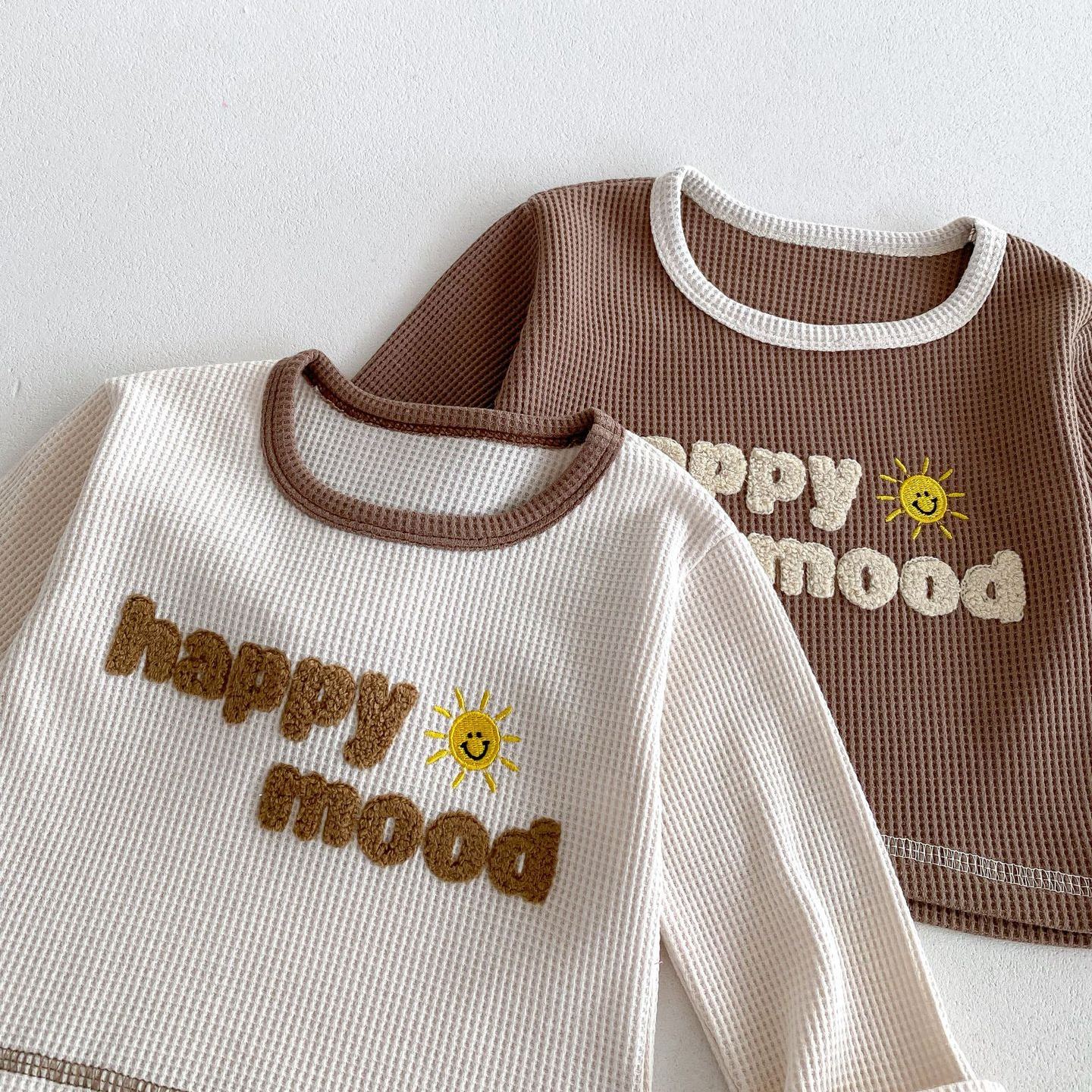 HAPPY MOOD Baby 2-Piece Embroidery Waffle Set