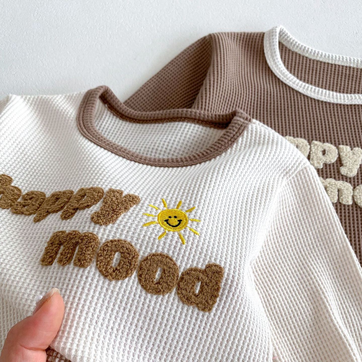 HAPPY MOOD Baby 2-Piece Embroidery Waffle Set