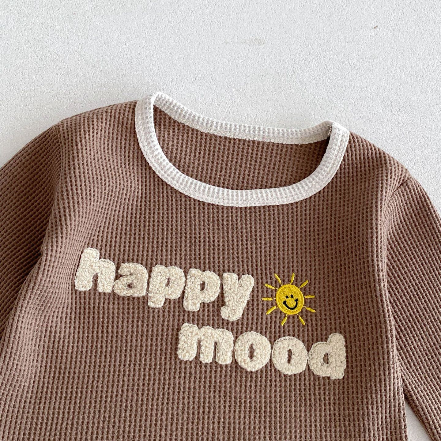 HAPPY MOOD Baby 2-Piece Embroidery Waffle Set