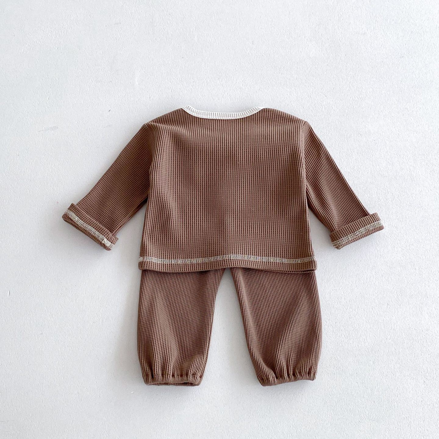 HAPPY MOOD Baby 2-Piece Embroidery Waffle Set