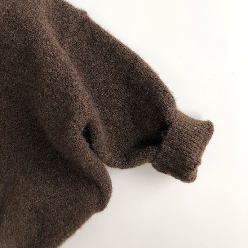 Kid Solid Color Polo Knitted Sweater