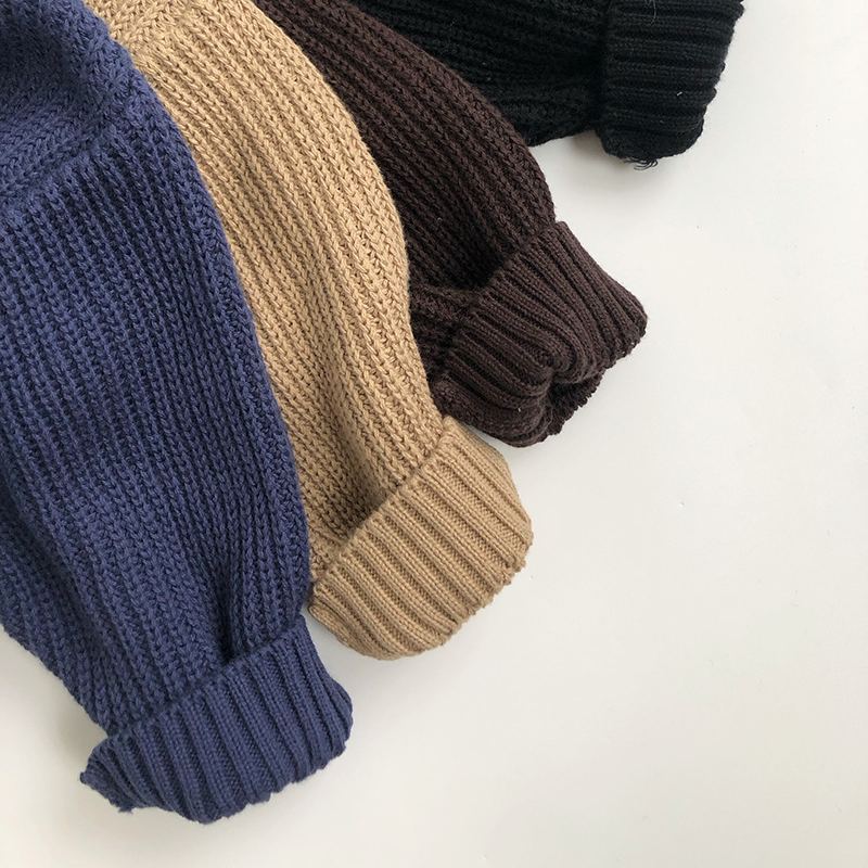 Kid Solid Color Knitted Sweater
