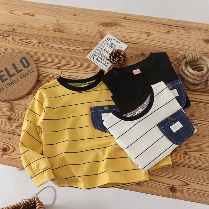 Toddler Striped Contrast Pocket T-shirt